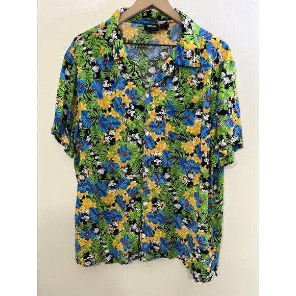 Y2K Disney Mickey Mouse Tropical Camp Shirt XL Hawaiian Vacation Resort Beach 90 - Picture 1 of 13